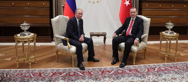 Президент РФ Владимир Путин и президент Турции Реджеп Тайип Эрдоган - Sputnik Азербайджан