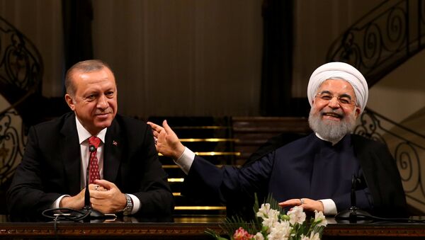 Пресс-конференция президентов Ирана и Турции Хасана Роухани и Реджепа Тайипа Эрдогана, Тегеран, 4 октября 2017 года - Sputnik Азербайджан