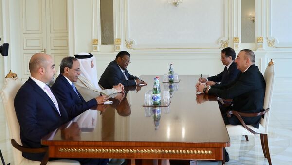 Президент Ильхам Алиев принял делегацию Совета сотрудничества арабских государств Персидского залива - Sputnik Азербайджан