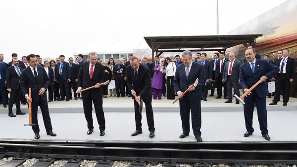 Торжественная церемония по случаю открытия железнодорожного маршрута Баку-Тбилиси-Карс - Sputnik Азербайджан
