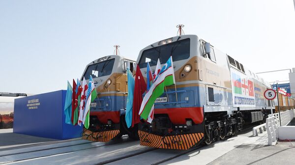 Церемония открытия железной дороги Баку-Тбилиси-Карс - Sputnik Азербайджан
