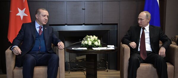 Президент РФ Владимир Путин и президент Турции Реджеп Тайип Эрдоган во время встречи, 13 ноября 2017 года - Sputnik Азербайджан