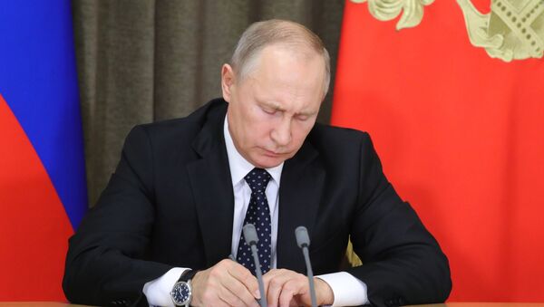 Президент РФ Владимир Путин на совещании по вопросам ресурсного обеспечения технического переоснащения Вооруженных сил, 23 ноября 2017 года - Sputnik Азербайджан