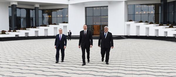 Президент Ильхам Алиев в открытии Музея флага в Сабирабадском районе - Sputnik Азербайджан
