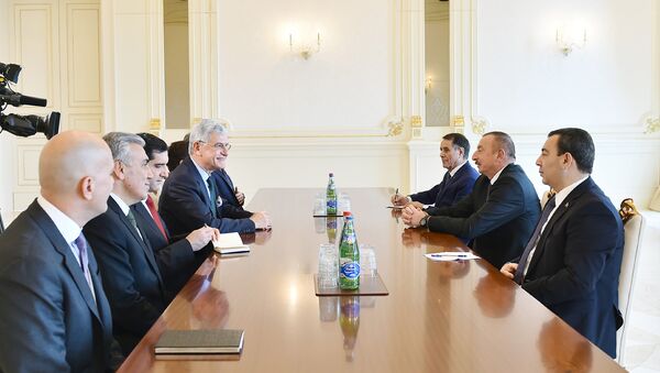 Встреча президента Азербайджана Ильхама Алиева с делегацией Великого национального собрания Турции - Sputnik Азербайджан