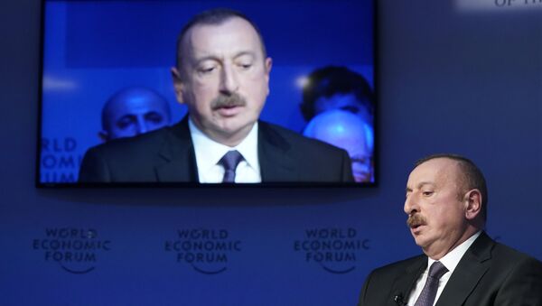Президент Азербайджана Ильхам Алиев в ходе Всемирного экономического форума в Давосе, Швейцария, 23 января 2018 года - Sputnik Азербайджан
