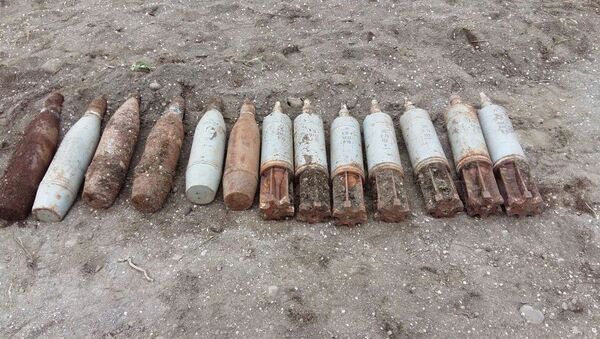 Снаряды, обнаруженные в городе Лиман Лянкяранского района - Sputnik Азербайджан