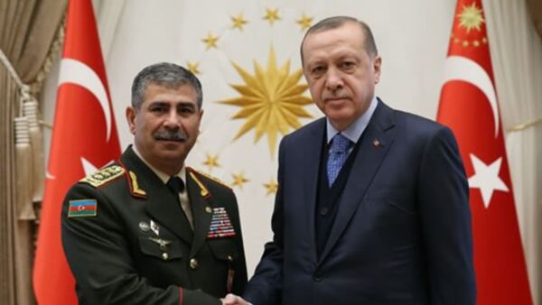Türkiyə Respublikasının prezidenti Rəcəb Tayyib Ərdoğan general-polkovnik Zakir Həsənovu qəbul edib - Sputnik Azərbaycan