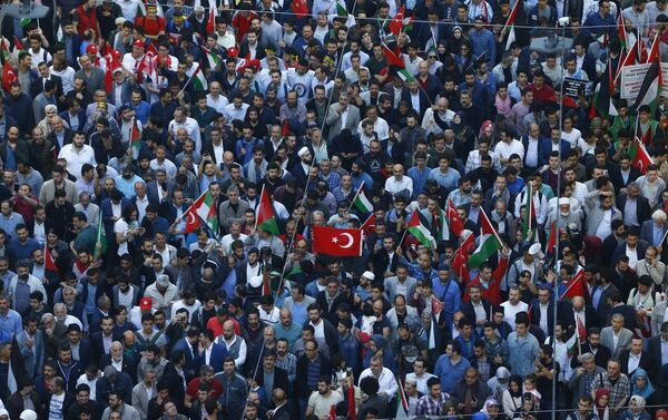 Акции протеста против действий Израиля в Газе. Стамбул, 14 мая 2018 года - Sputnik Азербайджан
