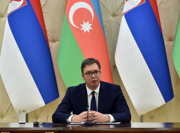 Выступление президента Сербии Александра Вучича Выступление президента Сербии Александра Вучича - Sputnik Азербайджан