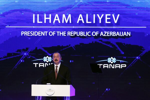 Выступление президента Азербайджана Ильхама Алиева на церемонии открытия газопровода TANAP Выступление президента Азербайджана Ильхама Алиева на церемонии открытия газопровода TANAP - Sputnik Азербайджан