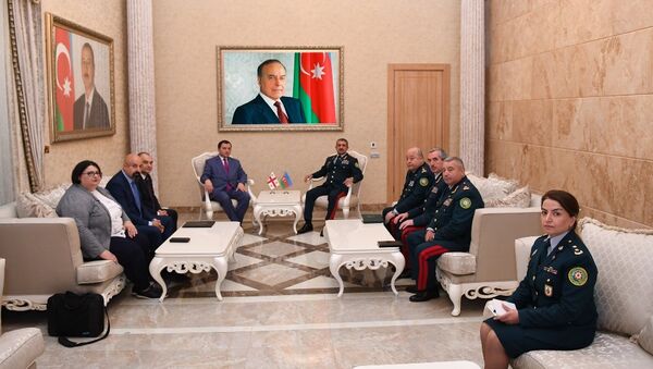 Встреча главы ГПС Эльчина Гулиева и начальника Пограничной полиции Грузии Теймураза Кекелидзе - Sputnik Азербайджан