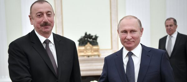Президент РФ Владимир Путин и президент Азербайджана Ильхам Алиев во время встречи Президент РФ Владимир Путин и президент Азербайджана Ильхам Алиев во время встречи - Sputnik Азербайджан