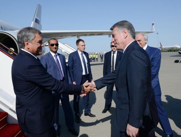 Rusiya Federal Məclisi Dövlət Dumasının sədri Azərbaycana rəsmi səfərə gəlib Rusiya Federal Məclisi Dövlət Dumasının sədri Azərbaycana rəsmi səfərə gəlib - Sputnik Azərbaycan