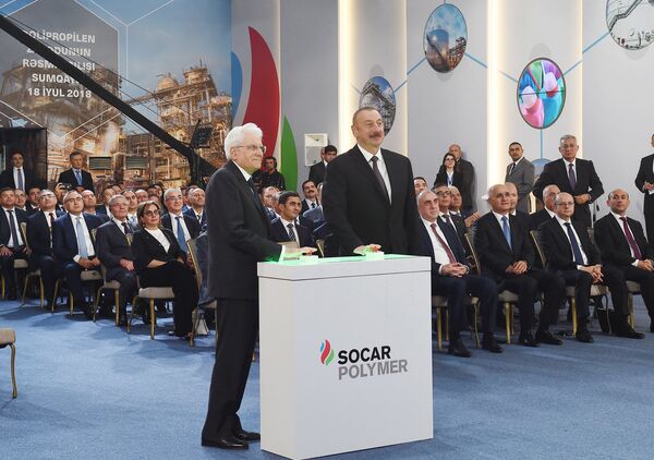 Sumqayıt Kimya Sənaye Parkında “SOCAR Polymer” layihəsi çərçivəsində inşa edilən polipropilen zavodunun açılış Sumqayıt Kimya Sənaye Parkında “SOCAR Polymer” layihəsi çərçivəsində inşa edilən polipropilen zavodunun açılış - Sputnik Азербайджан