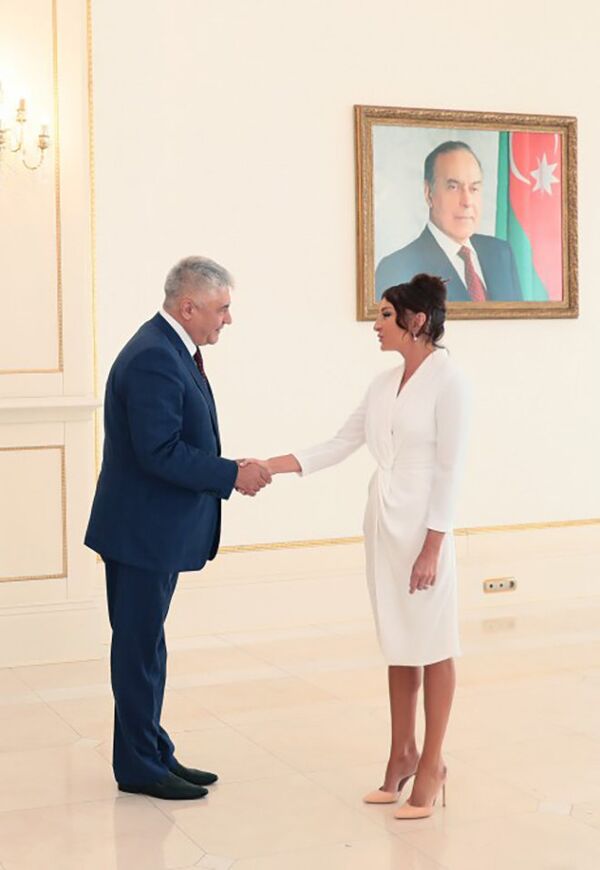 Birinci vitse-prezident Mehriban Əliyeva MDB ölkələrinin Daxili İşlər Nazirləri Şurasının Bakı iclasının iştirakçılarını qəbul edib Birinci vitse-prezident Mehriban Əliyeva MDB ölkələrinin Daxili İşlər Nazirləri Şurasının Bakı iclasının iştirakçılarını qəbul edib - Sputnik Azərbaycan