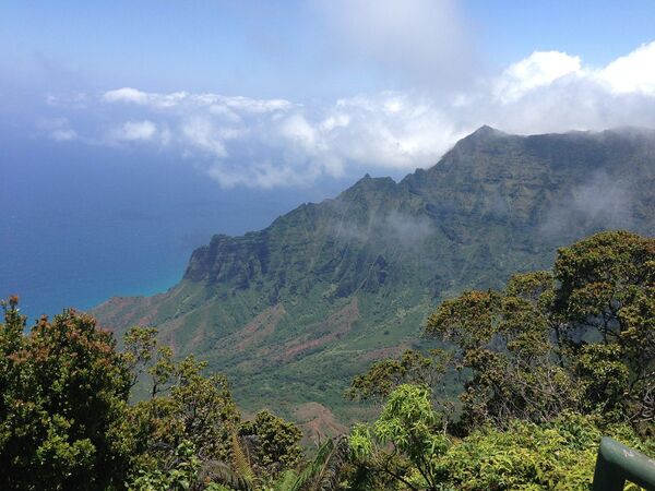 Удивительно яркое зрелище на острове Кауаи в западной части острова Гавайи, впечатляющий каньон Ваймеа из зеленоватых вулканических скал. Его  еще называют Великим тихоокеанским каньоном - Sputnik Азербайджан