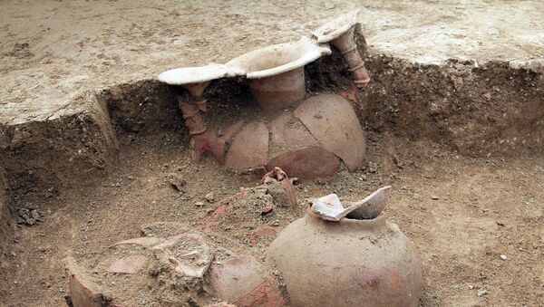 Археологические раскопки в некрополе Наргизава, расположенном в Агсуинском районе - Sputnik Азербайджан