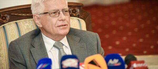 Посол России в Азербайджане Михаил Бочарников на пресс-конференции в Баку Посол России в Азербайджане Михаил Бочарников на пресс-конференции в Баку - Sputnik Азербайджан
