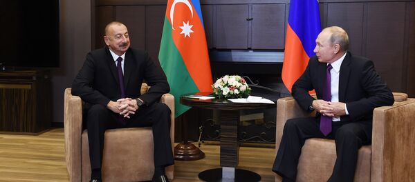 Президенты Азербайджана и РФ Ильхам Алиев и Владимир Путин Президенты Азербайджана и РФ Ильхам Алиев и Владимир Путин - Sputnik Азербайджан