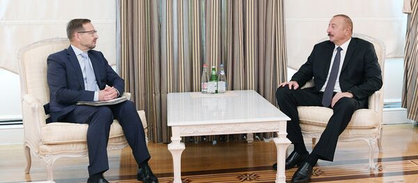 Президент Азербайджана Ильхам Алиев и генеральный секретарь ОБСЕ Томас Гремингер во время встречи - Sputnik Азербайджан