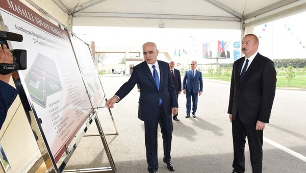 Президент Ильхам Алиев принял участие в открытии Масаллинского промышленного квартала - Sputnik Азербайджан