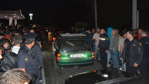 Акция протеста на дороге Ахмета-Телави в Грузии - Sputnik Azərbaycan