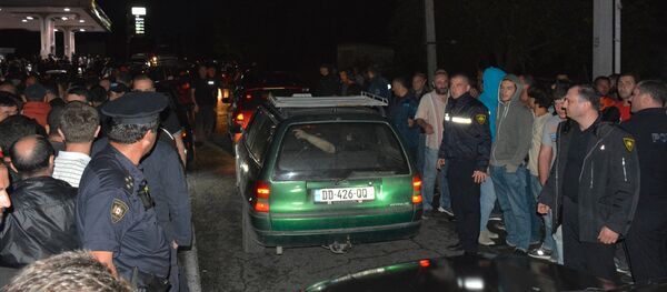 Акция протеста на дороге Ахмета-Телави в Грузии Акция протеста на дороге Ахмета-Телави в Грузии - Sputnik Азербайджан