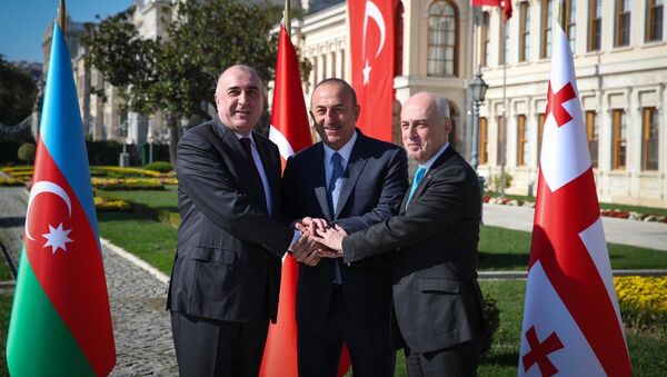 Трехсторонняя встреча глав МИД Турции, Азербайджана и Грузии - Sputnik Azərbaycan