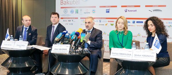 Пресс-конференция посвященная открытию выставки и конференции Bakutel 2018 Пресс-конференция посвященная открытию выставки и конференции Bakutel 2018 - Sputnik Азербайджан