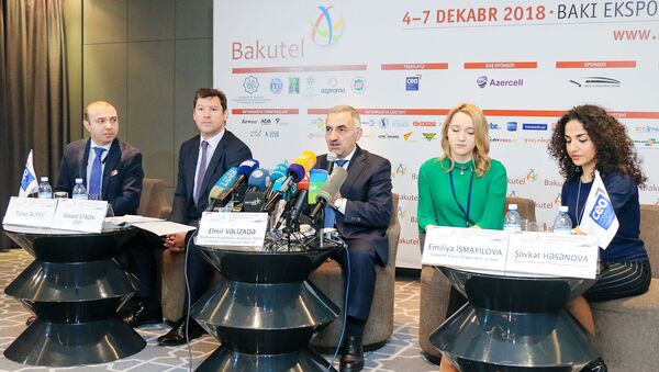 Пресс-конференция посвященная открытию выставки и конференции Bakutel 2018 - Sputnik Азербайджан
