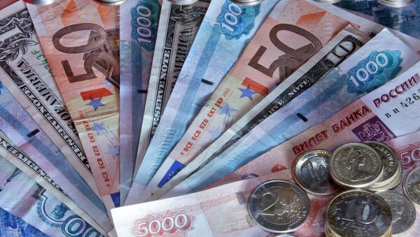 Денежные купюры: рубли, евро, доллары США - Sputnik Азербайджан