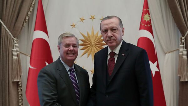 Türkiyə prezidenti Rəcəb Tayyip Ərdoğan və amerikalı senator Lindsey Qraham - Sputnik Azərbaycan