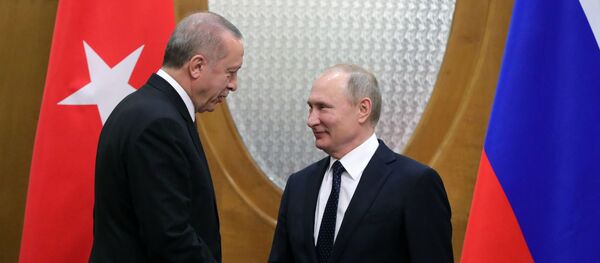 Президент РФ Владимир Путин и президент Турецкой Республики Реджеп Тайип Эрдоган Президент РФ Владимир Путин и президент Турецкой Республики Реджеп Тайип Эрдоган - Sputnik Азербайджан