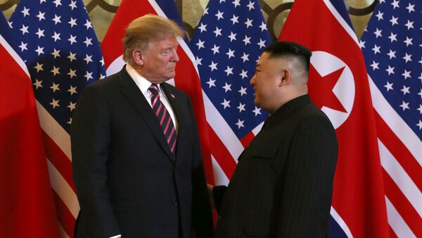 Президент США Дональд Трамп и лидер КНДР Ким Чен Ын - Sputnik Azərbaycan