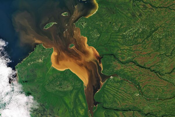 Вид из космоса на залив Руперта в Северном Квебеке, Канада - Sputnik Азербайджан