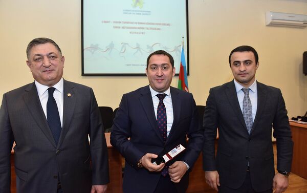 Церемония награждения, организованная в министерстве молодежи и спорта по случаю Дня физической культуры и спорта – 5 марта - Sputnik Азербайджан