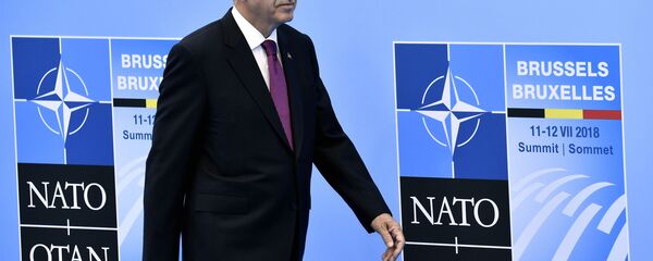 Президент Турции Реджеп Тайип Эрдоган на саммите НАТО (Организация Североатлантического договора) в штаб-квартирt НАТО в Брюсселе Президент Турции Реджеп Тайип Эрдоган на саммите НАТО (Организация Североатлантического договора) в штаб-квартирt НАТО в Брюсселе - Sputnik Азербайджан