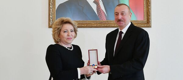İlham Əliyev Rusiya Federal Məclisi Federasiya Şurasının sədrinin başçılıq etdiyi nümayəndə heyətini qəbul edib - Sputnik Азербайджан
