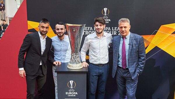 В Москве состоялось мероприятие в рамках тура Кубка Лиги Европы, посвященное предстоящему финальному матчу - Sputnik Azərbaycan