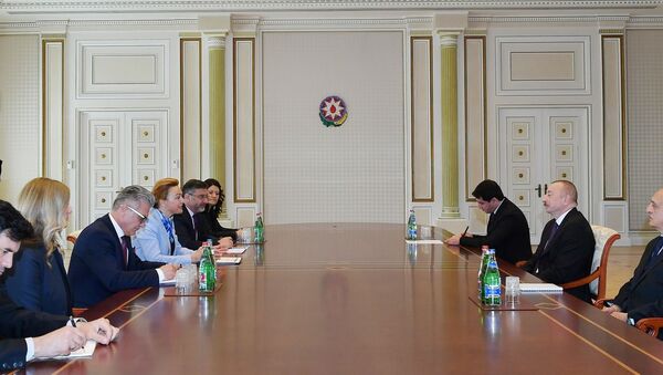 Президент Азербайджана Ильхам Алиев принял делегацию во главе с заместителем премьер-министра, министром иностранных и европейских дел Республики Хорватия Марией Бурич - Sputnik Азербайджан