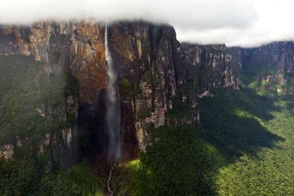 Анхель - высочайший в мире водопад. Его общая высота составляет 979 метров.  Для сравнения, Анхель в три раза больше Эйфелевой башни и в 20 раз превышает по размерам Ниагарский водопад - Sputnik Азербайджан