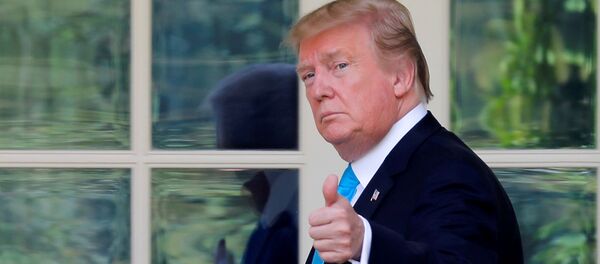 Президент США Дональд Трамп жестом обращается к средствам массовой информации возле Овального кабинета, возвращаясь в Белый дом после посещения Арлингтонского национального кладбища в Вашингтоне, США Президент США Дональд Трамп жестом обращается к средствам массовой информации возле Овального кабинета, возвращаясь в Белый дом после посещения Арлингтонского национального кладбища в Вашингтоне, США - Sputnik Азербайджан