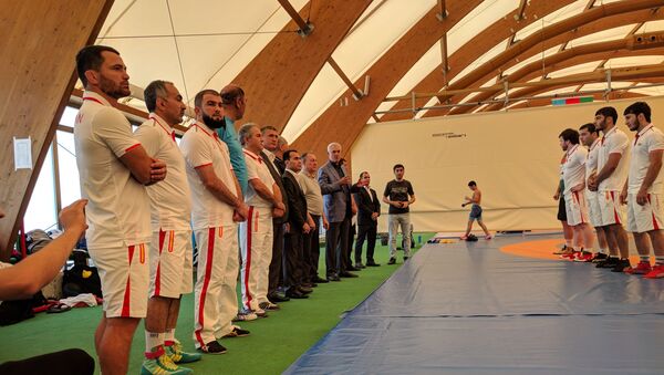 Тренировка азербайджанских вольников в олимпийском центре борьбы в Баку - Sputnik Азербайджан