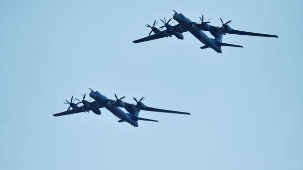 Турбовинтовые стратегические бомбардировщики-ракетоносцы Ту-95МС - Sputnik Азербайджан