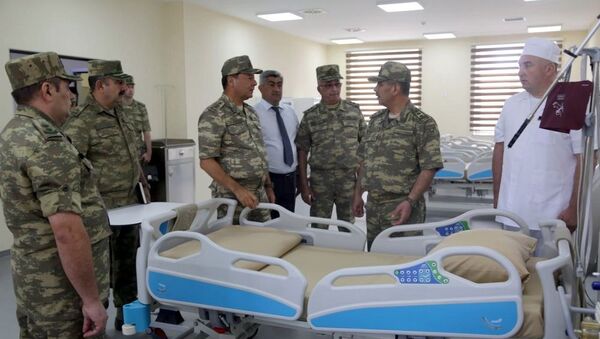 Закир Гасанов принял участие в открытии нового военного госпиталя в прифронтовой зоне - Sputnik Azərbaycan