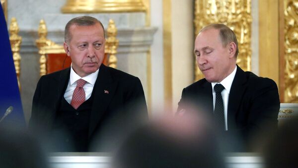 Президент Турции Реджеп Тайип Эрдоган и президент России Владимир Путин, фото из архива - Sputnik Азербайджан