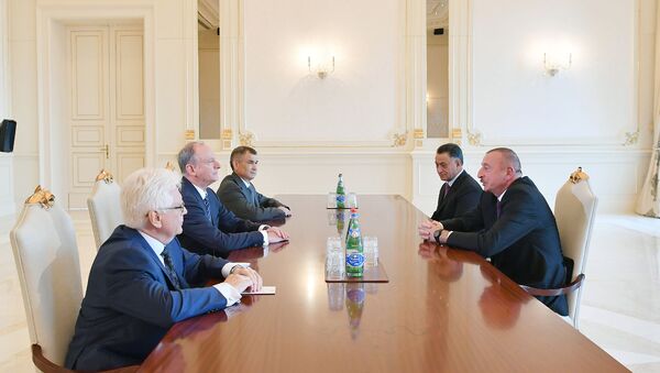 Президент Азербайджана Ильхам Алиев принял делегацию во главе с секретарем Совета безопасности России Николаем Патрушевым - Sputnik Azərbaycan