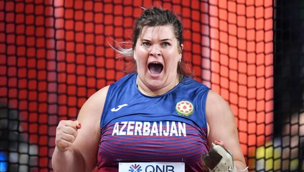  Метательница молота Анна Скидан на чемпионате мира по легкой атлетике, который проходит в Дохе (Катар) - Sputnik Азербайджан