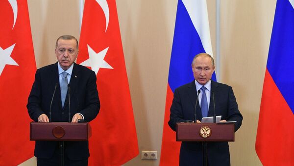 Президент России Владимир Путин и президент Турции Реджеп Тайип Эрдоган - Sputnik Azərbaycan